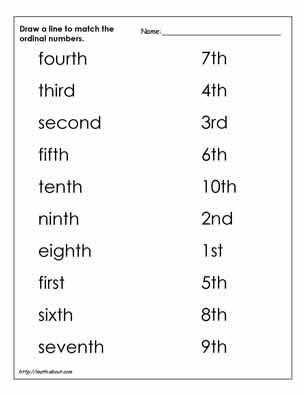 Matching Numbers Worksheets together with 53 Best ordinal Numbers Images On Pinterest