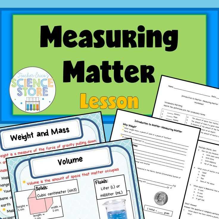 Matter and Energy Worksheet with Introduction to Matter Measuring Matter Powerpoint and Notes
