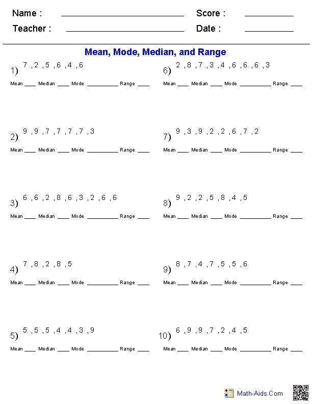 Mean Median Mode Range Worksheets with Answers Along with Math Aids Variety Of Custom Worksheets Generated