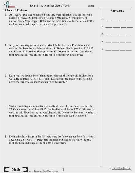 Mean Median Mode Range Worksheets with Answers and 31 Mean Median Mode Range Worksheet