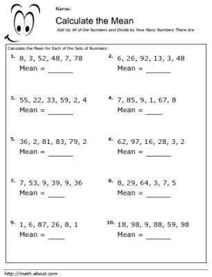 Mean Median Mode Range Worksheets with Answers together with 5 Worksheets for Calculating Mean Averages