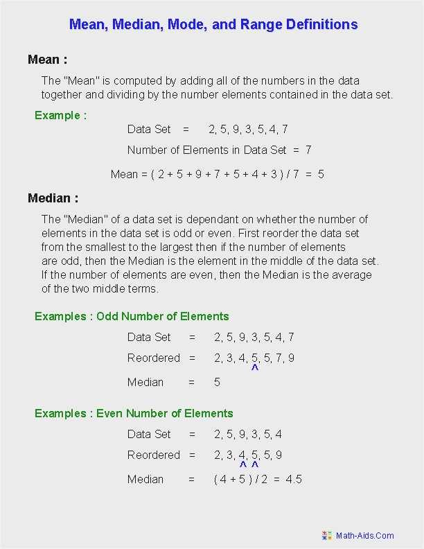 Mean Mode Median and Range Worksheet Answers or 31 Mean Median Mode Range Worksheet