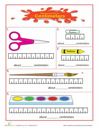 Measurement Conversion Worksheets with Measuring School Supplies Centimeters