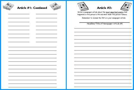 Middle School Journalism Worksheets with Biography Book Report Newspaper Templates Worksheets and Grading