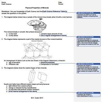 Mineral Identification Worksheet as Well as Worksheet Minerals Physical Properties Editable with Answers