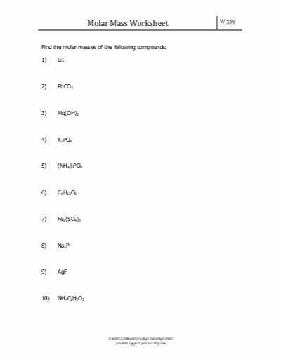 Molar Mass Worksheet Answers or Free Worksheets Percent Position and Molecular formula