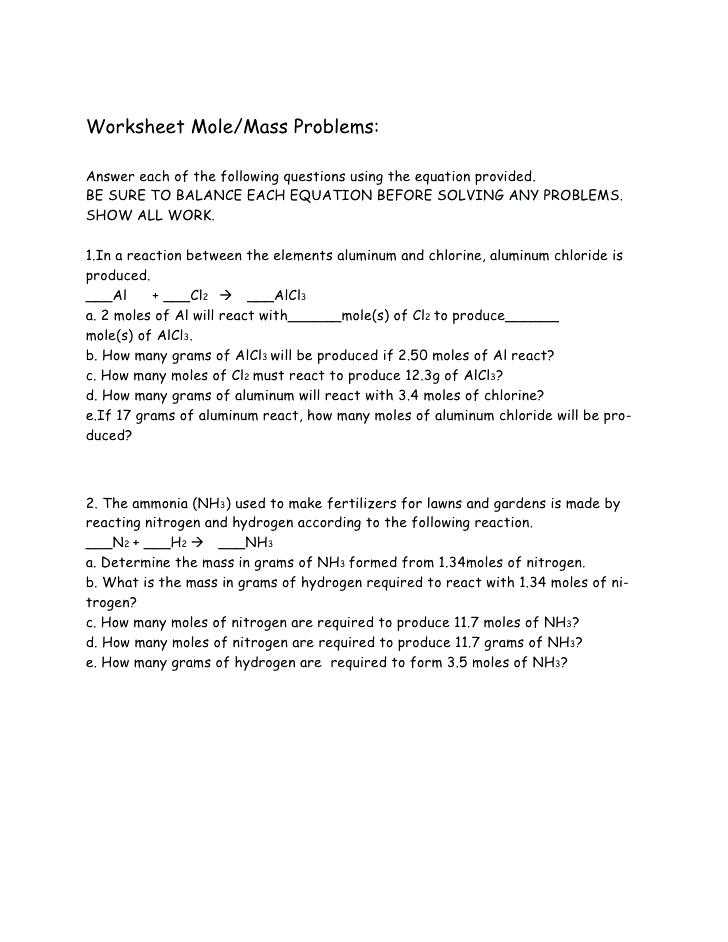 Mole Conversion Worksheet with Answers and Mole Conversion Worksheet – Streamcleanfo