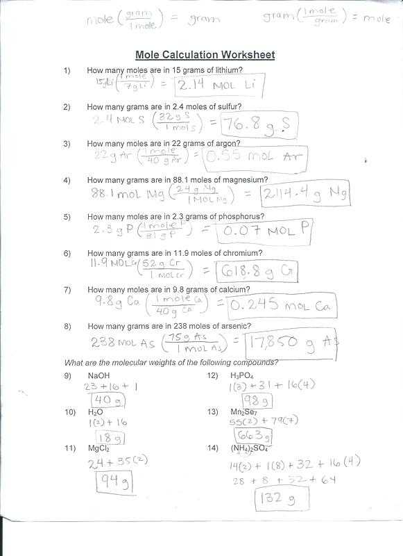 Mole to Grams Grams to Moles Conversions Worksheet Answer Key as Well as Mole Conversions Worksheet – Streamcleanfo