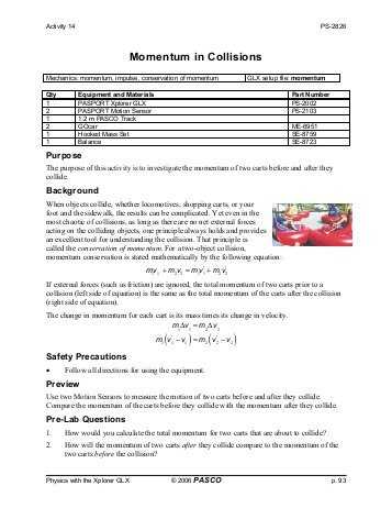 Momentum and Collisions Worksheet Answers Also Momentum Worksheet Faculty