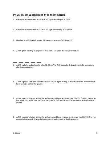 Momentum and Collisions Worksheet Answers or Momentum Worksheet Faculty