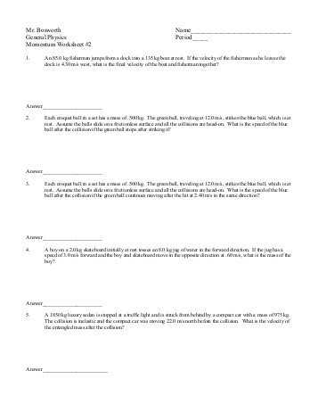 Momentum and Collisions Worksheet Answers together with Momentum Worksheet Faculty