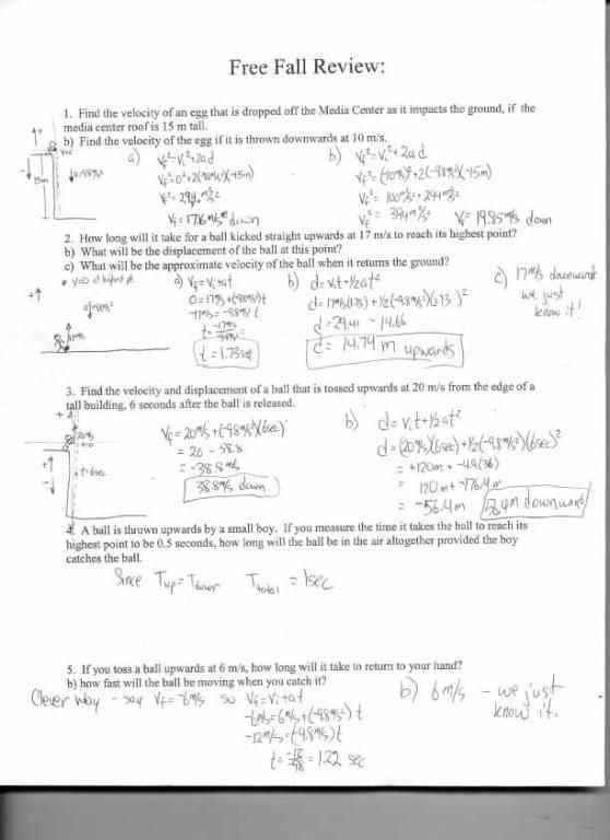 Momentum Impulse and Momentum Change Worksheet Answers Physics Classroom Along with Physics Friction Worksheet Freefall Review