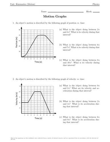 Motion Graphs Worksheet Answer Key or Plete force and Motion Bundle Inclusive Of Over 18 Worksheets
