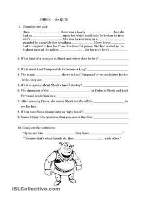 Movie Worksheets for the Classroom Along with Shrek 1 Free Worksheet after Viewing Movie Kid Stuff