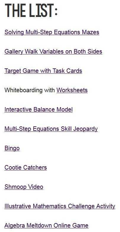 Multi Step Equations Worksheet or 11 Activities to Make Practicing Multi Step Equations Awesome