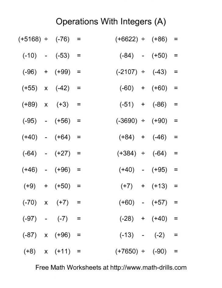 Multiplying and Dividing Integers Worksheet 7th Grade or Divisions Adding Subtracting Multiplying and Dividingtegers