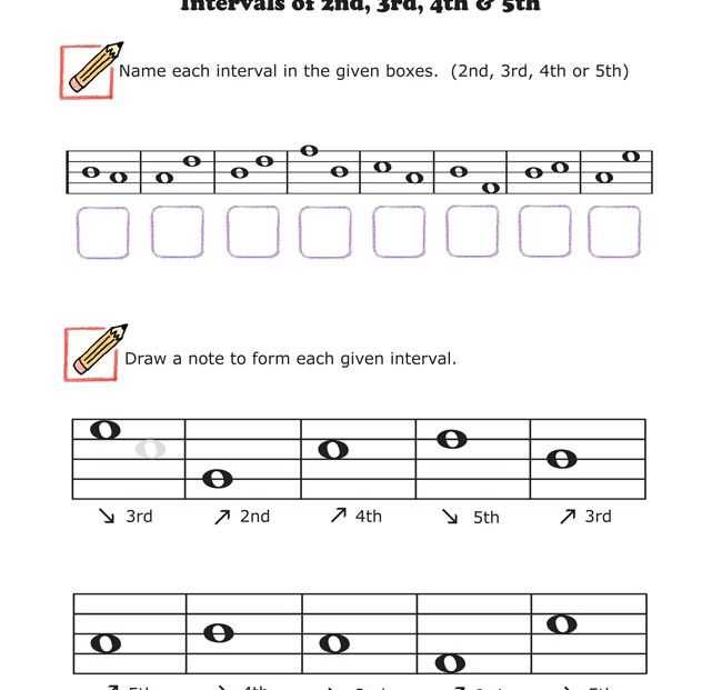 Music theory Worksheets Also Music Worksheets Intervals 2nd 3rd 4th 5th 002