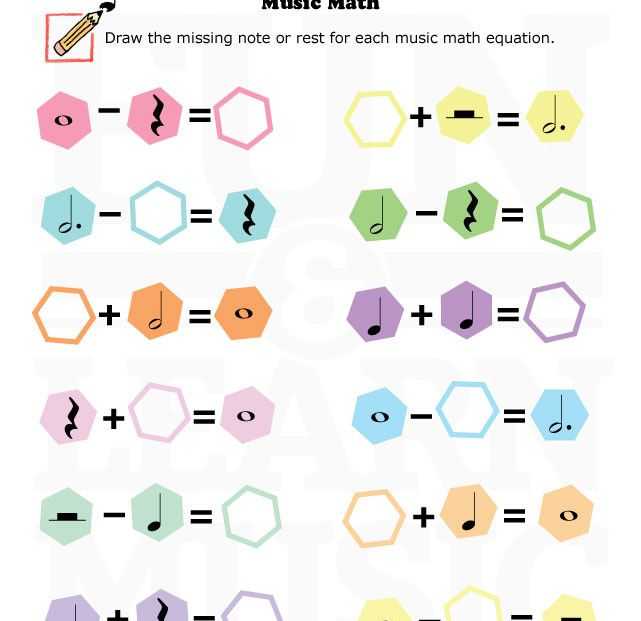 Music Worksheets for Kids with Music Worksheets Music Math 012