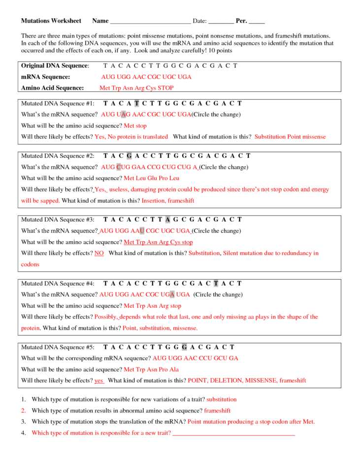 Mutations Worksheet Deletion Insertion and Substitution and Redundancy Worksheet the Best Worksheets Image Collection