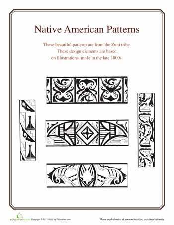 Native American Worksheets Along with Native American Patterns Zuni