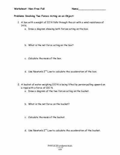 Net force and Acceleration Worksheet Answers and Worksheet