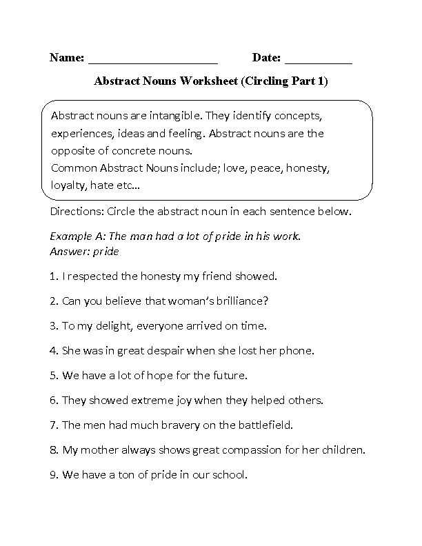 Nouns Worksheet 3rd Grade Along with 13 Best Abstract Nouns Images On Pinterest