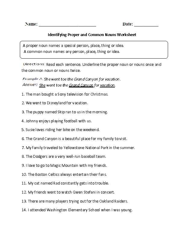 Nouns Worksheet 3rd Grade and Identifying Proper and Mon Noun Worksheet