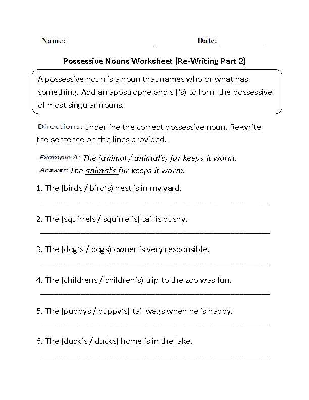 Nouns Worksheet 4th Grade and Worksheet Possessive Nouns 4th Grade
