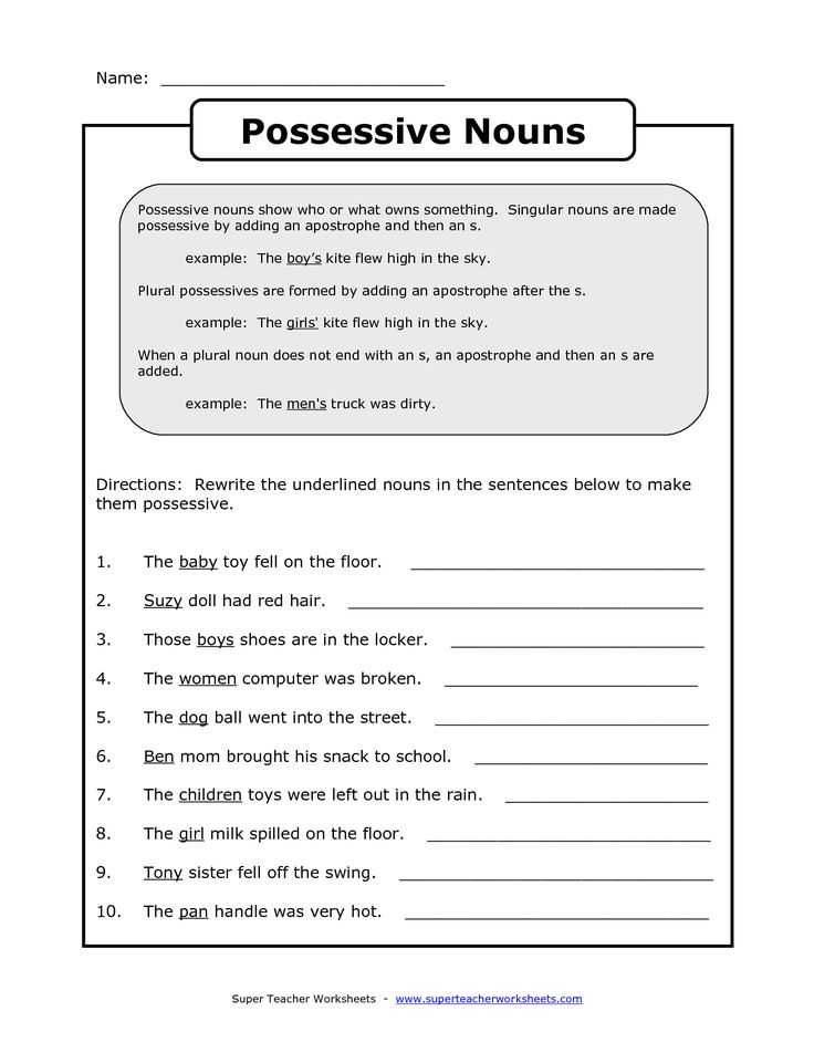 Nouns Worksheet 4th Grade with Worksheet Possessive Nouns 4th Grade