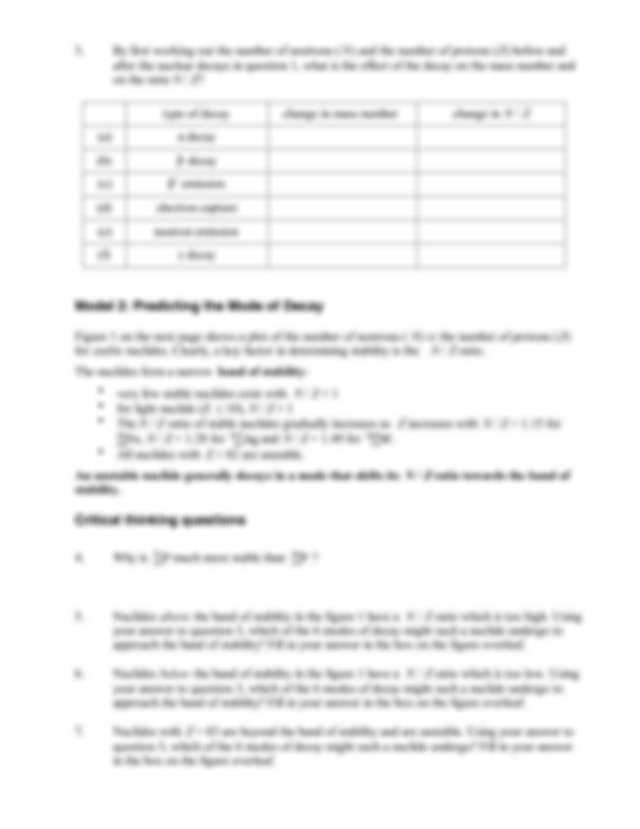 Nuclear Decay Worksheet Along with Ws2 Chem1101 Worksheet 2 Model 1 Radioactive Decay A Nuclide is A