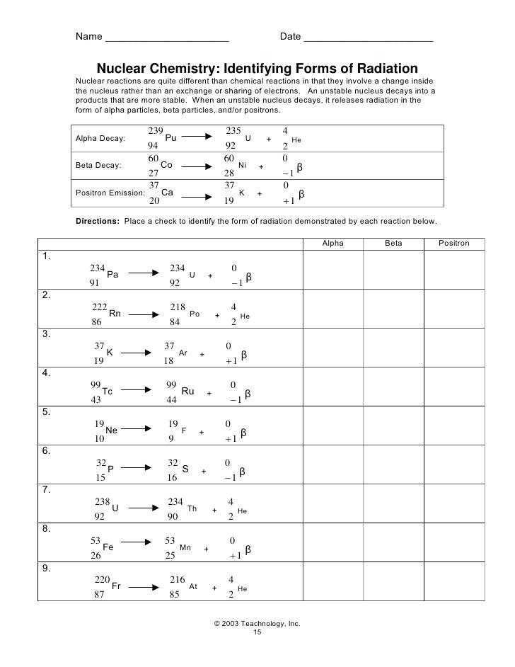 Nuclear Decay Worksheet Answers Also Nuclear Decay Chemistry Worksheet Kidz Activities