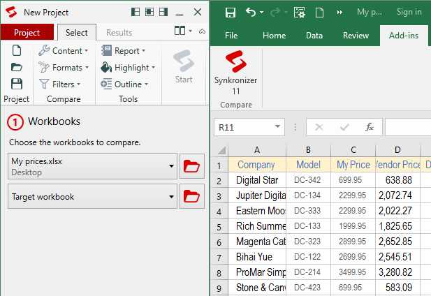 Office 365 Cost Comparison Worksheet as Well as How to Pare Two Excel Files with the Synkronizer Add In