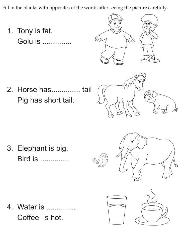 Opposites Preschool Worksheets Also Opposites Coloring Pages