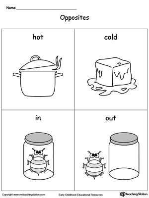 Opposites Preschool Worksheets together with Opposites Flashcards Hot Cold In Out