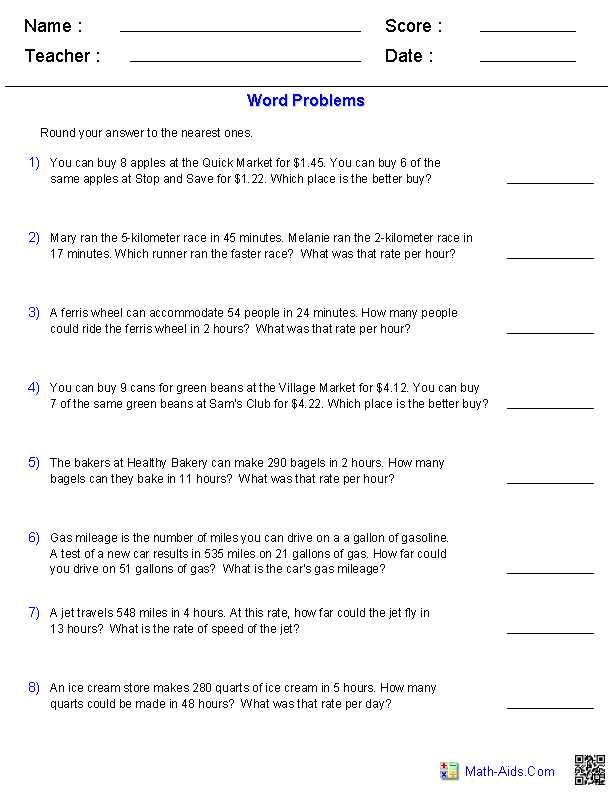 Order Of Operations Word Problems Worksheets with Answers Along with Ratios Amd Rate Word Problems Worksheets Math Aids