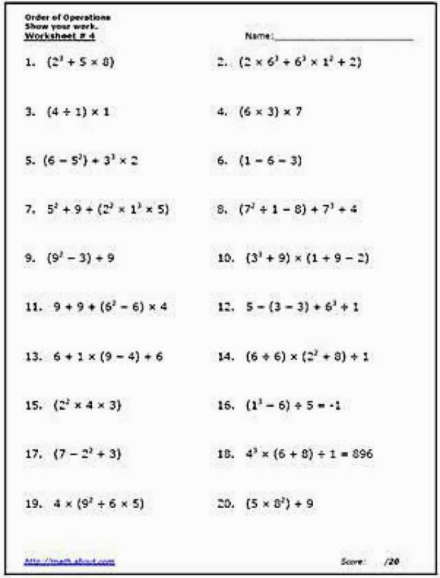 Order Of Operations Worksheet 6th Grade and 53 Impressive Fifth Grade Math Worksheets order Operations – Free