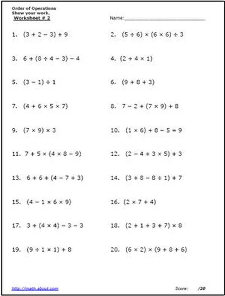 Order Of Operations Worksheet 6th Grade or Math Operations Worksheet Our Middle School Fractions Worksheets