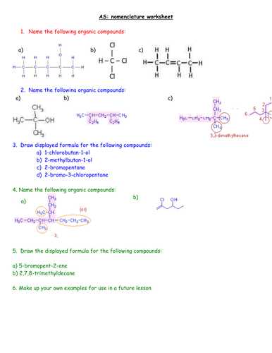 Organic Chemistry Worksheet with Answers and Naming organic Pounds Worksheet A Level Kidz Activities