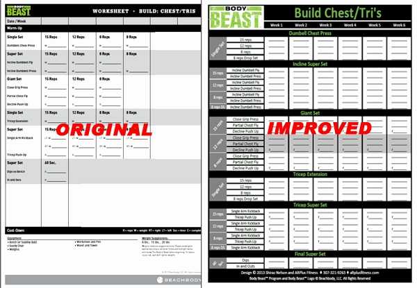 P90x Legs and Back Worksheet Along with P90x Chest and Back Workout Sheet Inspirational Body Beast Workout