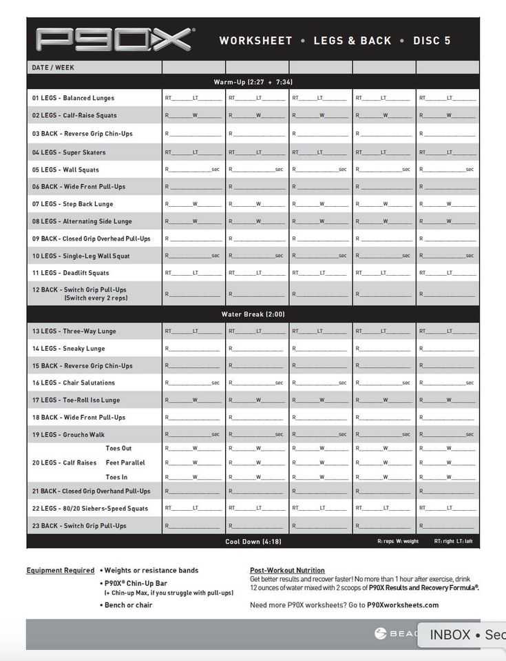 P90x Legs and Back Worksheet or 76 Best P90x Images On Pinterest