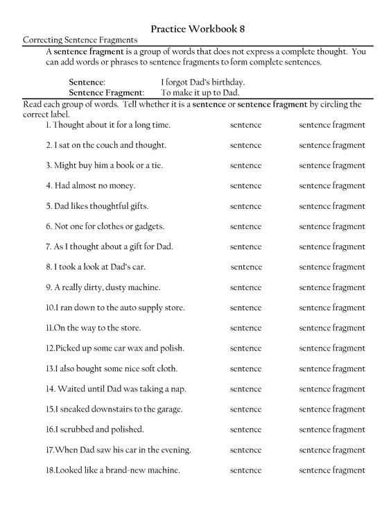 Paragraph Correction Worksheets with 4th Grade Sentence Fragments Worksheets Google Search