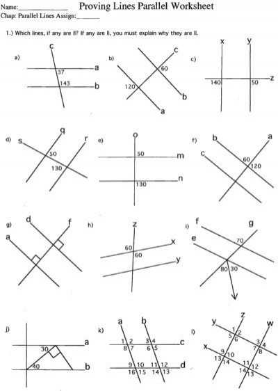 Parallel Lines Worksheet Answers with Proving Lines Parallel Worksheet