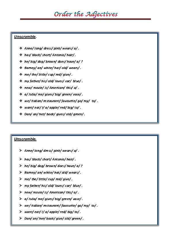 Parallel Structure Practice Worksheet Along with order Of the Adjectives Pdf