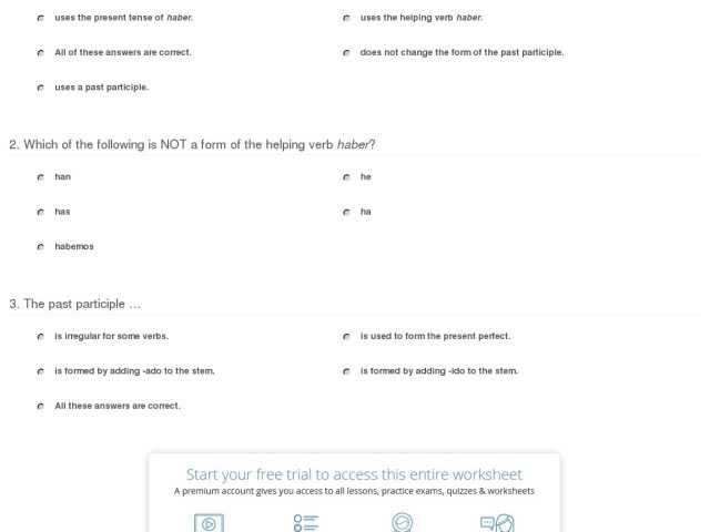 Past Participle Spanish Worksheet with Quiz Worksheet the Present Perfect Tense In Spanish Study Mit
