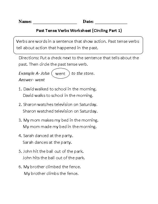 Past Tense Verbs Worksheets with Best Verb Tense Worksheets New Circling Past Tense Verbs