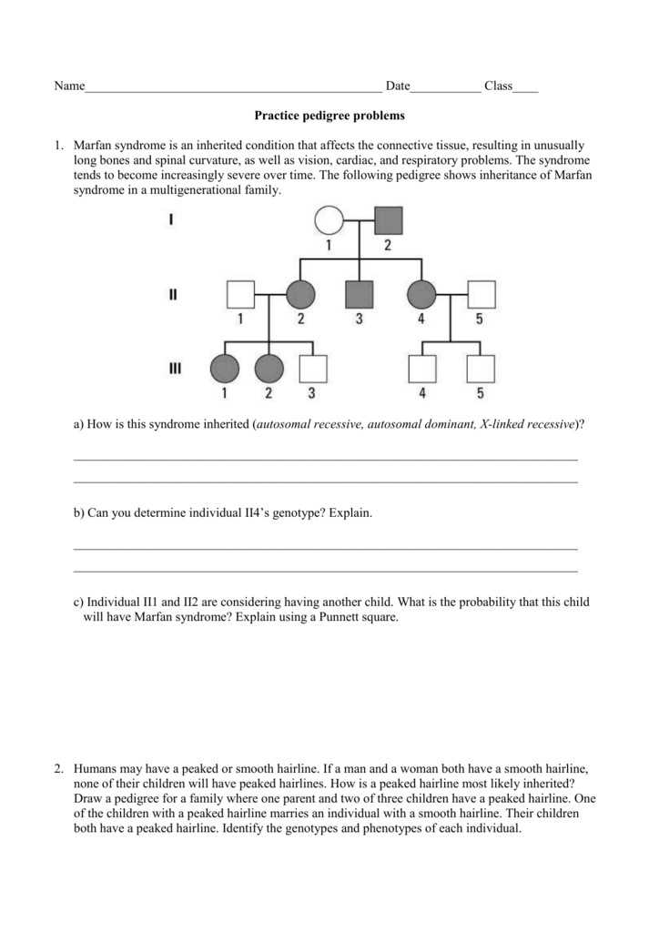 Pedigree Practice Problems Worksheet Also Genetics Pedigree Worksheet
