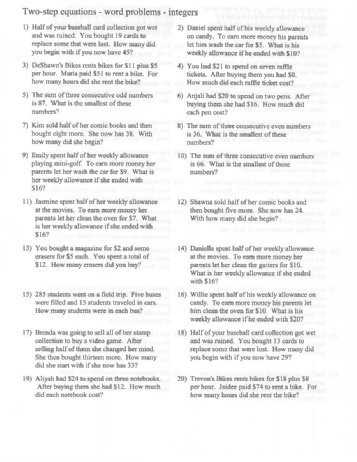 Percent Discount Word Problems Worksheet and Integer Word Problems Worksheet
