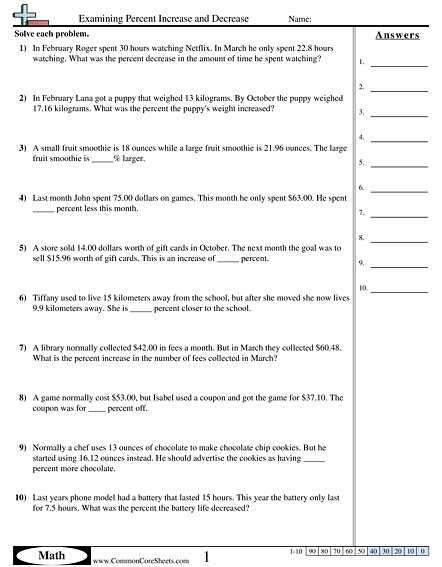 Percent Increase and Decrease Word Problems Worksheet with 34 Awesome Pics Percentage Increase and Decrease Worksheet
