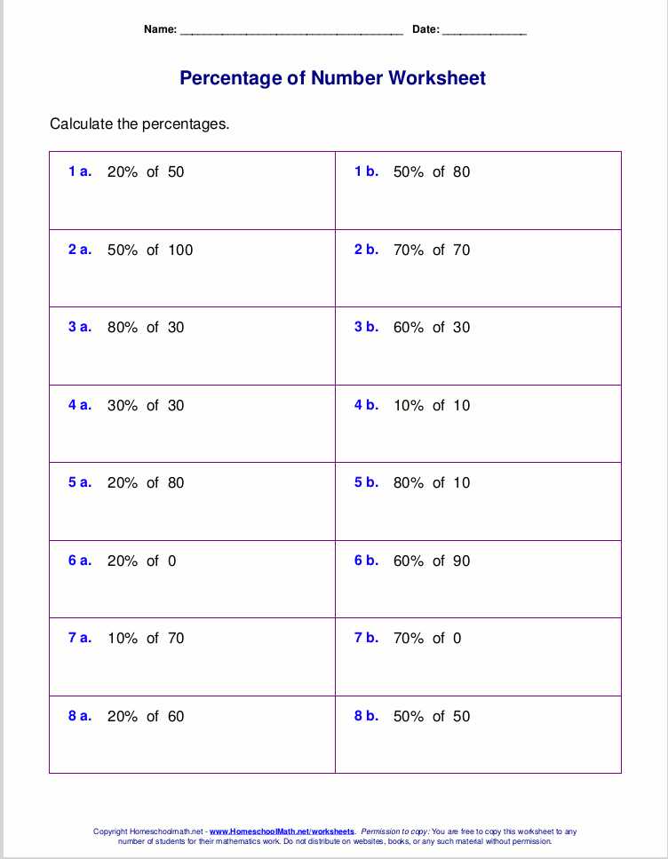 Percentage Worksheets for Grade 6 with Percent Of A Number Worksheet Guvecurid