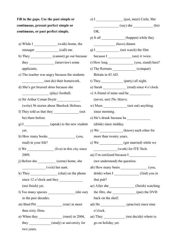 Perfect Verb Tense Worksheet and 57 Free Present Perfect Continuous Worksheets